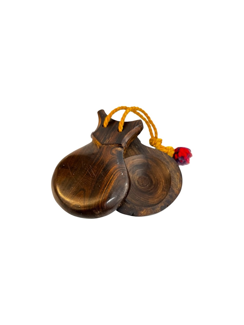 Vintage Spanish Hand-Carved Handmade Wood Castanets Castañuelas Flamenco 3.5”